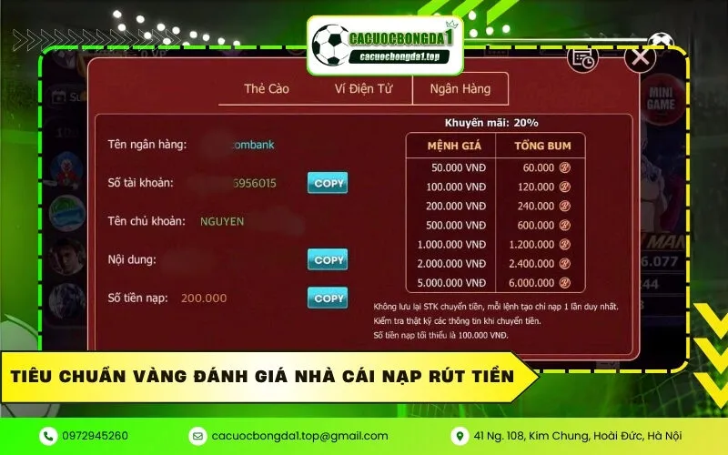 Tiêu chuẩn vàng đánh giá nhà cái nạp rút tiền